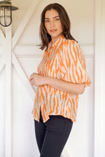Load image into Gallery viewer, Abigail Puff Sleeve Orange Zebra Print Blouse