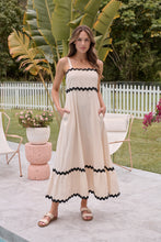 Load image into Gallery viewer, Avelie Trim Linen Blend Cream/Black Dress