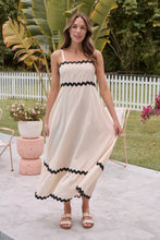 Load image into Gallery viewer, Avelie Trim Linen Blend Cream/Black Dress