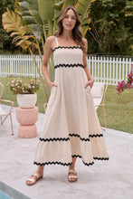 Load image into Gallery viewer, Avelie Trim Linen Blend Cream/Black Dress