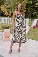 Load image into Gallery viewer, Avelie Trim Linen Blend Cream/Black Baroque Print Dress