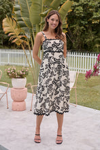 Load image into Gallery viewer, Avelie Trim Linen Blend Cream/Black Baroque Print Dress