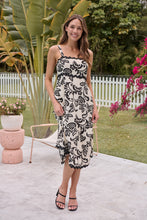 Load image into Gallery viewer, Avelie Trim Linen Blend Cream/Black Baroque Print Dress