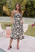 Load image into Gallery viewer, Avelie Trim Linen Blend Cream/Black Baroque Print Dress