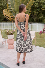 Load image into Gallery viewer, Avelie Trim Linen Blend Cream/Black Baroque Print Dress