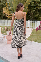 Load image into Gallery viewer, Avelie Trim Linen Blend Cream/Black Baroque Print Dress