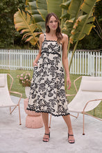 Load image into Gallery viewer, Avelie Trim Linen Blend Cream/Black Baroque Print Dress