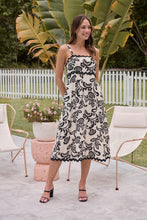 Load image into Gallery viewer, Avelie Trim Linen Blend Cream/Black Baroque Print Dress