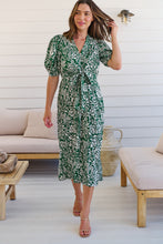 Load image into Gallery viewer, Effie Green/White Floral Tie Waist Dress