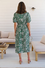 Load image into Gallery viewer, Effie Green/White Floral Tie Waist Dress