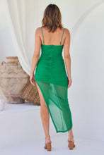 Load image into Gallery viewer, Vivi Green Lined Mesh Rouged Evening Dress