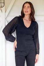 Load image into Gallery viewer, Layanna Black Chiffon Long Sleeve Top