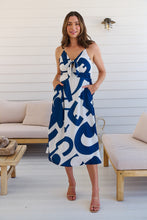 Load image into Gallery viewer, Sadie White/Blue Print Singlet Tie Front Dress