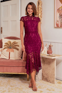 Constance Plum Lace Evening Dress