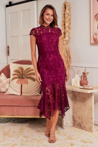Constance Plum Lace Evening Dress