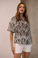 Load image into Gallery viewer, Abigail Puff Sleeve Black Zebra Print Blouse
