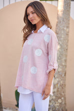 Load image into Gallery viewer, Willa 3/4 Polka Dot Pink Collared Layered Top