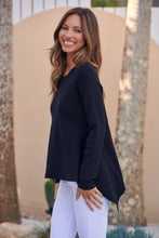 Load image into Gallery viewer, Madison Peplum Black Long Sleeve Top