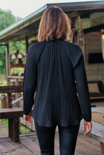Load image into Gallery viewer, Estrella Pleated Black Chiffon Tie Neck Shirt