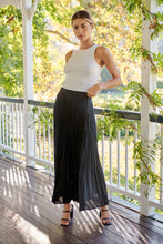 Load image into Gallery viewer, Lucy Pleated Black Satin Skirt