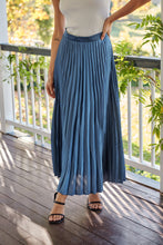 Load image into Gallery viewer, Lucy Pleated Blue Satin Skirt