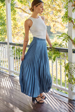 Load image into Gallery viewer, Lucy Pleated Blue Satin Skirt