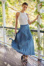 Load image into Gallery viewer, Lucy Pleated Blue Satin Skirt