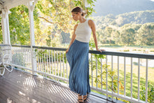 Load image into Gallery viewer, Lucy Pleated Blue Satin Skirt