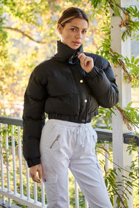 St Moritz Black Cropped Puffer Jacket
