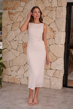 Load image into Gallery viewer, Mina Knot Front Beige Evening Dress