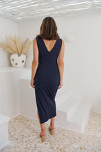 Load image into Gallery viewer, Joelle Navy Crossover Evening Dress