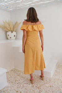 Kaede Peach Off Shoulder Maxi Dress