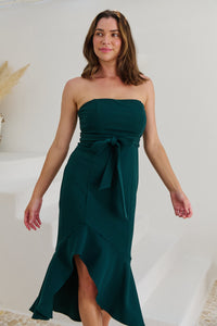Rae Emerald Strapless Evening Dress