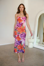 Load image into Gallery viewer, Lola Orange/Purple Print Scoop Neck Mesh Dress