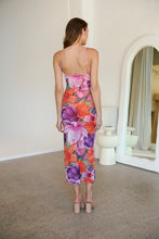 Load image into Gallery viewer, Lola Orange/Purple Print Scoop Neck Mesh Dress