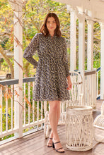 Load image into Gallery viewer, Hannah Black and Gold Print Chiffon Long Sleeve Dress