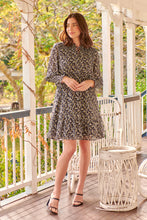 Load image into Gallery viewer, Hannah Black and Gold Print Chiffon Long Sleeve Dress