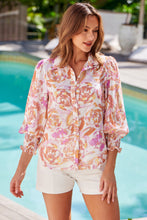 Load image into Gallery viewer, Addison Lilac/Orange Watercolour Floral Shirt