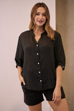 Load image into Gallery viewer, Leia Black Button Up 3/4 Sleeve Shirt