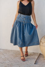 Load image into Gallery viewer, Mirabelle Button Cotton Denim Wash Skirt