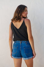 Load image into Gallery viewer, Blue High Waisted Cuff Denim Shorts
