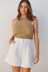 Astrid Tailored High Waisted White Shorts