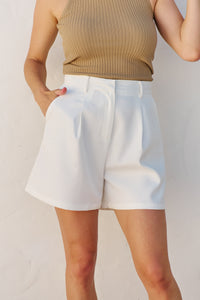 Astrid Tailored High Waisted White Shorts