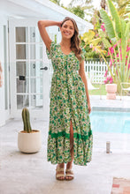 Load image into Gallery viewer, Augustina Button Front Shamrock Green Floral Print Maxi Dress