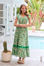 Load image into Gallery viewer, Augustina Button Front Shamrock Green Floral Print Maxi Dress