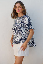 Load image into Gallery viewer, Aries Navy/White Zebra Print Tee