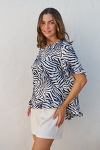 Load image into Gallery viewer, Aries Navy/White Zebra Print Tee