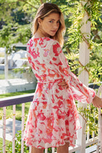 Load image into Gallery viewer, Lara Chiffon Pink/White Floral Evening Dress