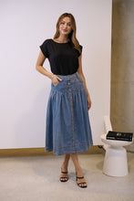 Load image into Gallery viewer, Mirabelle Button Cotton Denim Wash Skirt