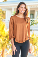 Load image into Gallery viewer, Aries Long Sleeve Camel Brown Linen Top